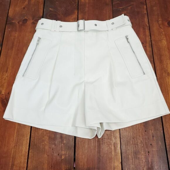 3.1 Phillip Lim Vegan Leather Belted Waist Utility Shorts Size 2 - Picture 11 of 16